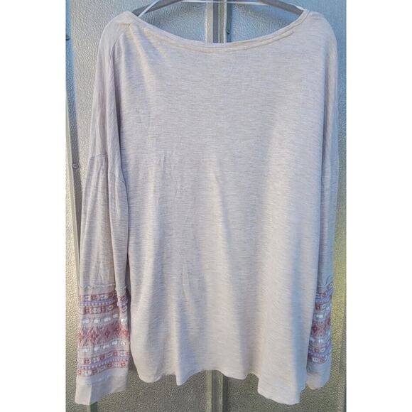 Style & Co Embellished Long Sleeve Lightweight Beige Top Size L - Picture 2 of 5